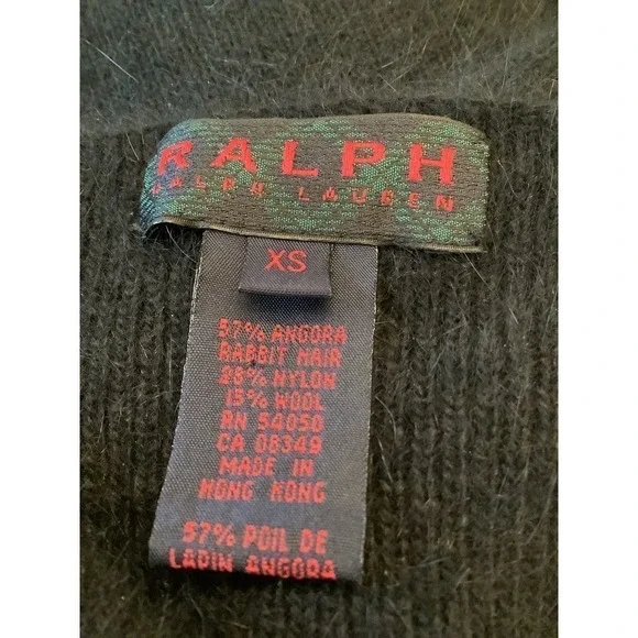 RALPH LAUREN RARE VINTAGE BLUE LABEL BLACK ANGORA DRESS /RHINESTONE STRAPS XS - Picture 8 of 10